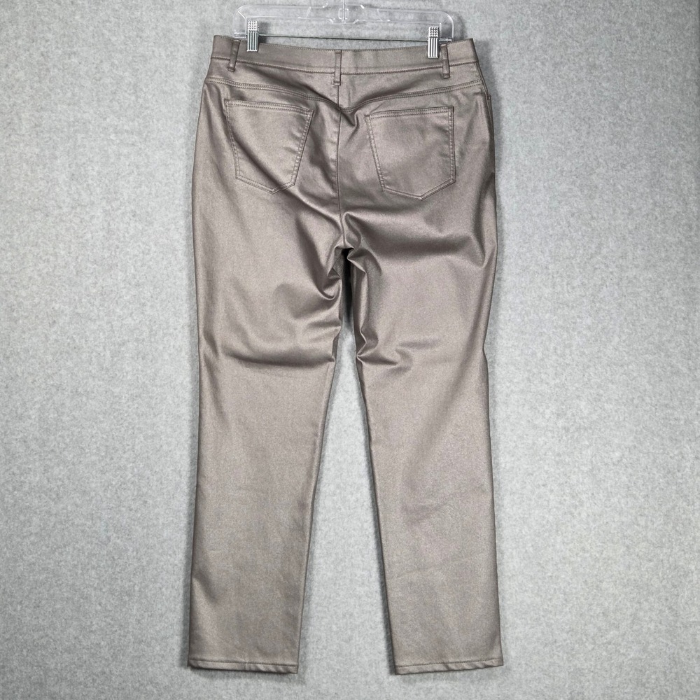 Lafayette 148 Women 12 Thompson High Waisted Mom Jeans Coated Silver Shiny - Picture 3 of 5